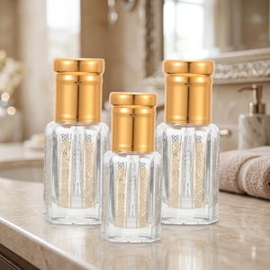Top Grade 3ml 6ml 12ml Clear Empty Golden Octagonal <b>Square</b> <b>Glass</b> Roll-On Perfume Essential Oil Cosmetic Screen Printed Bottle - Product Image 3