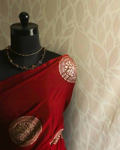 Tốt Nhất Bán Tay Khối In Ấn Màu Đỏ Đỏ Mul Cotton <span class=keywords><strong>Saree</strong></span> Với Vàng In Cho Sử Dụng Bình Thường Có Sẵn Tại Xuất Khẩu - Product Image 5
