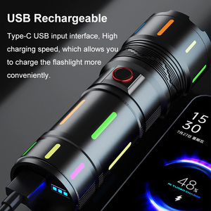 Hợp kim nhôm Đèn pin 30 Wát <span class=keywords><strong>LED</strong></span> dải huỳnh quang 1000m phạm vi 4500mAh ngân hàng điện ngoài trời khẩn cấp ánh sáng đèn flash chiến thuật <span class=keywords><strong>Torch</strong></span> - Product Image 2
