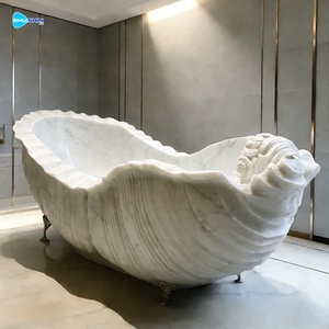 Nuova Vasca <span class=keywords><strong>da</strong></span> Bagno in Pietra Europea a Forma di Conchiglia, Intagliata a Mano, per Bagno e <span class=keywords><strong>Giardino</strong></span> - Product Image 5
