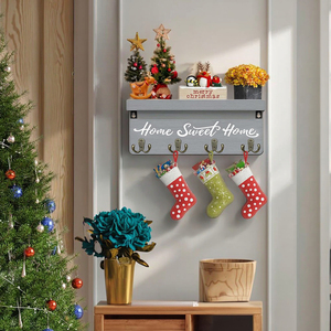 Porta chiavi e posta a <span class=keywords><strong>parete</strong></span> portachiavi in legno rustico porta posta in legno con 4 doppia chiave per ingresso - Product Image 5