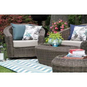 Conjunto de Muebles de Jardín de Diseño de Lujo de 3 Plazas, Sofá de Mimbre con Mesa Auxiliar, Conjunto de Sofá de Ratán - Product Image 3