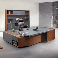 Table de bureau de direction en forme de L en bois et cuir de luxe en Mdf Table de bureau de qualité supérieure
