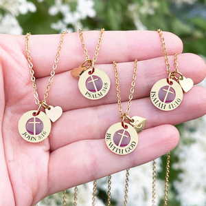 Collar Personalizado con Versículo Bíblico, Colgante con Grabado de Citas, Dijes de Corazón, Delicado Regalo de Cumpleaños, Conjunto de Joyería Cristiana para Mujer - Product Image 6