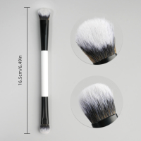 Pinceau de maquillage double face de luxe avec design à double fonction pour l'application sur le visage et les yeux, logo personnalisé, marque privée