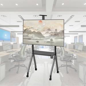 Chariot <span class=keywords><strong>TV</strong></span> à 4 niveaux réglables en <span class=keywords><strong>hauteur</strong></span>, <span class=keywords><strong>55</strong></span> à 100 <span class=keywords><strong>pouces</strong></span>, écran LED, support <span class=keywords><strong>TV</strong></span> mobile et portable avec étagère, boîte de rangement - Product Image 2