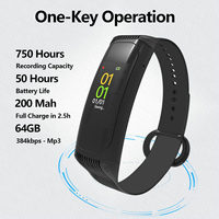 Montre V50 Enregistreur vocal Enregistrement audio activé par la voix Bracelet intelligent Bracelet de sport Bracelet portable Lecteur de musique MP3 Dictaphone