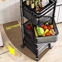 5 Tier Metall rotierende Obst Aufbewahrung skorb Rack abnehmbar mit rollenden Rädern Korb Regal Organizer Obst Gemüse