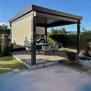 Pérgola de Aluminio Motorizada Impermeable con Luces LED, Color Marrón, Moderna, Resistente al Viento, para Jardín, Patio o Terraza - Product Image 4