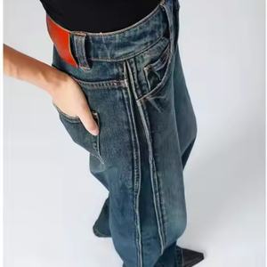 Jeans Casuales de Mujer, Estilo 2025, Cintura Alta/Baja, Corte Acampanado, Transpirables, Elásticos, con Bloques de Color, Talla Personalizable - Product Image 5