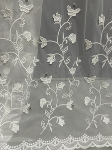 <span class=keywords><strong>Tissu</strong></span> de rideaux en gaze brodée jacquard anti-boulochage de style vintage européen de luxe pour la décoration de salles de mariage et de banquets - Product Image 3