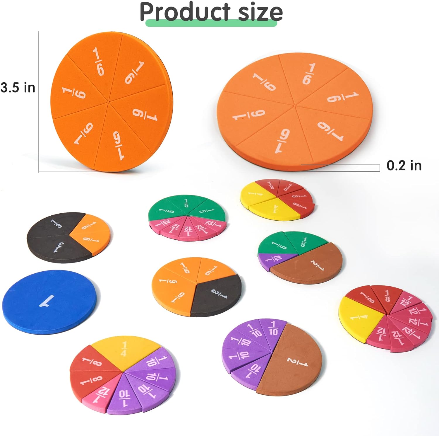 Magnetic Colorful Circles Fraction Math Manipulatives preview 2