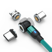Câble de charge magnétique USB Type-C 3-en-1 à rotation 540° pour téléphones mobiles, câble de données USB à charge rapide, vente en gros