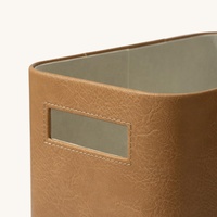 Ensemble de 2 paniers de rangement rectangulaires pliables en cuir PU écologique personnalisés avec poignée, design luxueux, usage polyvalent pour l'entrée