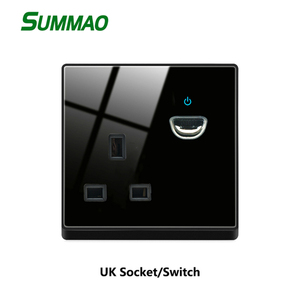 Công Tắc Kính Cường Lực Màu Đen Bảng Điều Khiển Nút Cần Gạt Cá Tính Với Đèn LED Bộ Ổ Cắm Gắn Tường Giấu Kín Loại 86 - Product Image 5