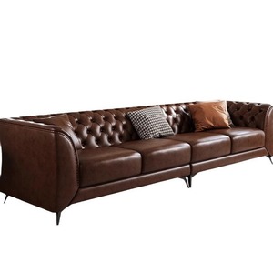 Vendita calda Vintage classici divani in pelle cerata per soggiorno rustico marrone divano mobili per la casa stile storico tartine De Salon - Product Image 1