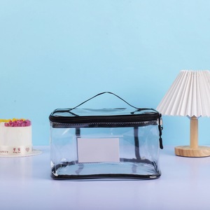 Pochette de toilette transparente en PVC noir avec logo personnalisé, grande pochette cosmétique imperméable, sac de maquillage de voyage pour fête au bord de la <span class=keywords><strong>piscine</strong></span>, plage - Product Image 2