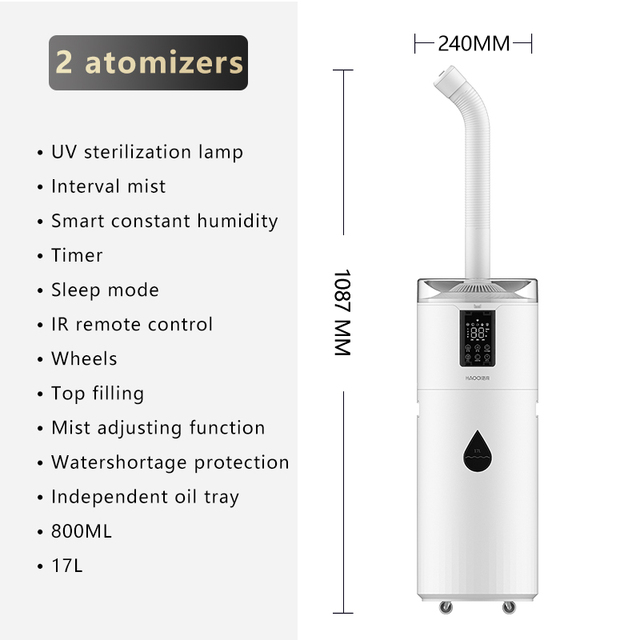 CE Large  17L Industry Humidifier Commercial 4.49gallon Fog Sprayer Humidification Machine Floor Standing Air Humidifier