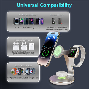 <span class=keywords><strong>Chargeur</strong></span> sans fil magnétique 3-en-1 15W Station d'accueil de charge rapide pour iPhone 16 13 <span class=keywords><strong>Pro</strong></span> Max pour Apple Watch pour <span class=keywords><strong>AirPods</strong></span> - Product Image 4