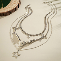 3 Pcs Chaîne Layered Séparable avec Perles Étoiles Pendentif Collier pour Femmes Trendy sur le Cou Accessoires 2025 Coréen Bijoux de Mode