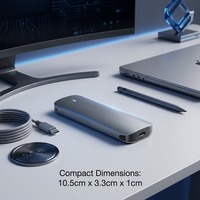 Enclosure SSD M.2 NVMe Slim Compact Silver B+M Key untuk Komputer PC untuk Produksi Musik Kemasan Khusus untuk Transfer File