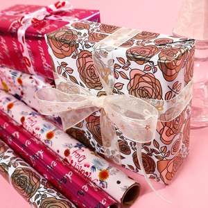 Venta al por mayor 80g cumpleaños Día de San Valentín papel metálico 43*300cm regalo de lujo embalaje personalizado rollo de papel de regalo - Product Image 5