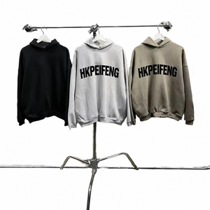 Sudadera con Capucha Premium Minimalista de Algodón Grueso sin Forro, Estampado de Letras 3D, Parche de Goma, Ajuste Holgado, Estilo Urbano, Tendencia Otoñal - Product Image 1
