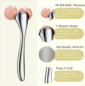 Rouleau de massage facial et ensemble Gua Sha en pierre naturelle de jade vert rose pour le cou et le visage, vente en gros - Product Image 4
