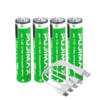 Batería de iones de litio tipo AAA de cuatro celdas de alta calidad PUJIMAX, batería cilíndrica recargable USB de 1,5 V para uso de reemplazo