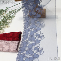 Dentelle brodée florale rouge de 19 cm, en tulle souple, plusieurs largeurs et couleurs disponibles pour la lingerie, les soutiens-gorge et la couture