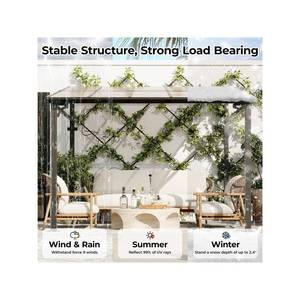 Toldos de Metal para exteriores de alta resistencia de 10 'X 10', cenador Delgado montado en la pared, pérgola superior dura grande para patio, porche, edificios de jardín - Product Image 6