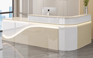 แผนกต้อนรับมุมโค้งไฮเอนด์สำหรับเคาน์เตอร์บาร์ของบริษัทในโรงแรมห้างสรรพสินค้า-โต๊ะบริการลงทะเบียนเงินสด - Product Image 5