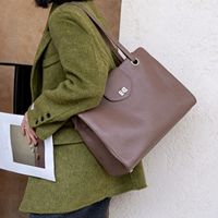 Bolsos de Hombro de Cuero Genuino para Mujer, Bolsos Tote de Gran Capacidad, Cuero Vacuno TC con Interior de Cuero Sintético, Bolsos para Dama