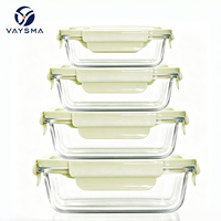 Contenants de stockage alimentaire en verre rectangulaires avec couvercles hermétiques, bol en verre borosilicate de haute qualité, compatible micro-ondes et congélateur