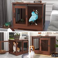 Cage pour chien en bois massif TAOHFE style DC001, niche pour chiens de taille moyenne, 2 types de portes, style ferme, utilisation en intérieur, toutes saisons, fermeture