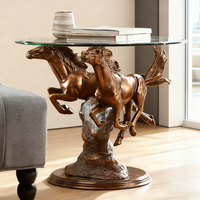 Table basse moderne en bronze coulé antique grandeur nature avec figurine de cheval et design 3D pour la décoration intérieure