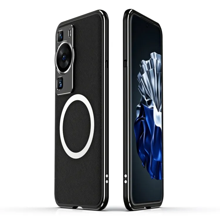 Für Huawei P60 / P60 Pro Hülle, LK Aurora Metallrahmen PU Magnetische stoß feste Schutzhülle Handy hülle