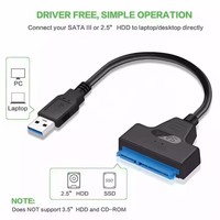 Câble Adaptateur ZHENDA 20cm USB 2.0/3.0 SATA 22 Broches pour SSD/HDD 2.5" – Boîtier Externe pour Disque Dur 2.5 Pouces avec Cœur en Cuivre et Interface USB SATA