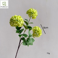 Vente en gros de fleurs artificielles en soie verte, hydrangea à 3 têtes, 70 cm, boule de neige blanche, pour la décoration de la maison, des mariages, des fêtes, des tables et des centres de table
