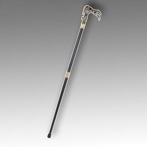 Bastone da Passeggio Decorativo in Metallo con Design di Bufalo d'Acqua Nero e Dorato, Elegante Bastone da Gentiluomo - Product Image 1