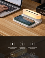 Lampe de chevet LED S26L 15W avec chargeur sans fil rapide et veilleuse pour chambre à coucher (pour téléphone)