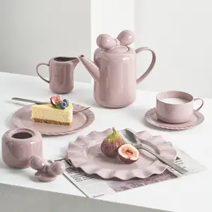 北欧彩色粘土陶瓷餐具套装定制餐盘套装碗餐具结婚礼物