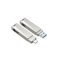 Clé USB 3.2 Gen1 haut de gamme en métal à double interface, nouvelle, 256 Go, avec logo personnalisé, cadeau d'entreprise