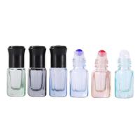 Ailin — bouteille à bille colorée de 5ml/10ml, contenant personnalisé, en verre rechargeable, d'huile essentielle, avec boule à roulettes en acier et couvercle