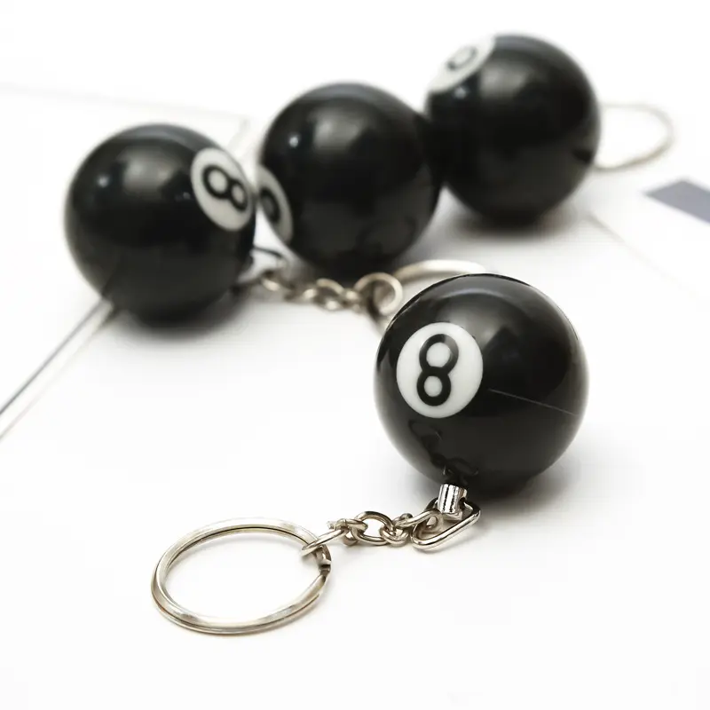 S472 Fashion Creative Billiard Pool Keychain Table Ball Key Ring Lucky Black NO.8 Key Chain 32mm Resin Ball Jewelry Gift