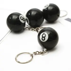 S472 फैशन रचनात्मक बिलियर्ड पूल चाबी का गुच्छा टेबल बॉल कुंजी अंगूठी भाग्यशाली काले NO.8 कुंजी श्रृंखला 32mm राल गेंद गहने उपहार