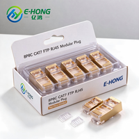 CAT7 FTP RJ45 Modular Plug 8P8C Konektor Kristal Berpelindung Dua Bagian Berlapis Emas untuk Kabel Jaringan