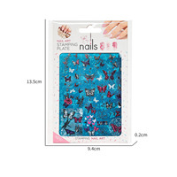 Plaque d'estampage multi-styles pour ongles Lune, fleurs, papillons et design français Outil d'impression d'ongles en acier inoxydable