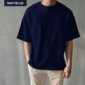 เสื้อยืดน้ําหนักเบาผู้ชาย เสื้อยืดทรงไหล่ผู้ชาย สีทึบ อินเทรนด์กว่าขนาดเสื้อยืด ผู้ผลิตเสื้อยืดไหล่ผู้ชาย - Product Image 2
