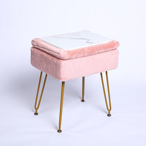 Puf Otomano Moderno de Terciopelo <span class=keywords><strong>Rosa</strong></span>, Silla de Metal para el Hogar, Asiento <span class=keywords><strong>Cuadrado</strong></span>, Reposapiés para Dormitorio con Función de Almacenamiento - Product Image 1